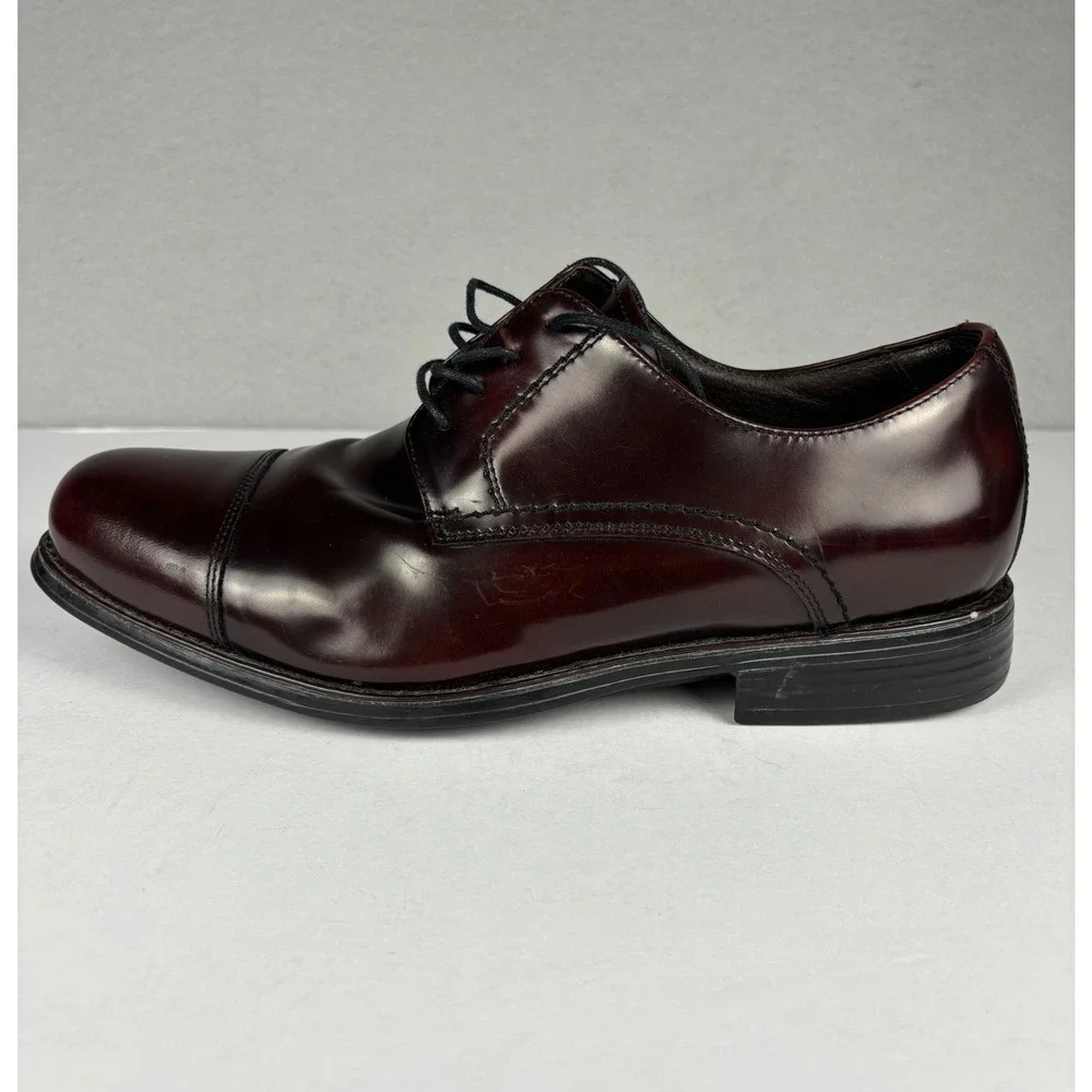 Johnston & Murphy Atchison Cap Toe Derby Dress Shoes 9.5M Burgundy Leather Mens